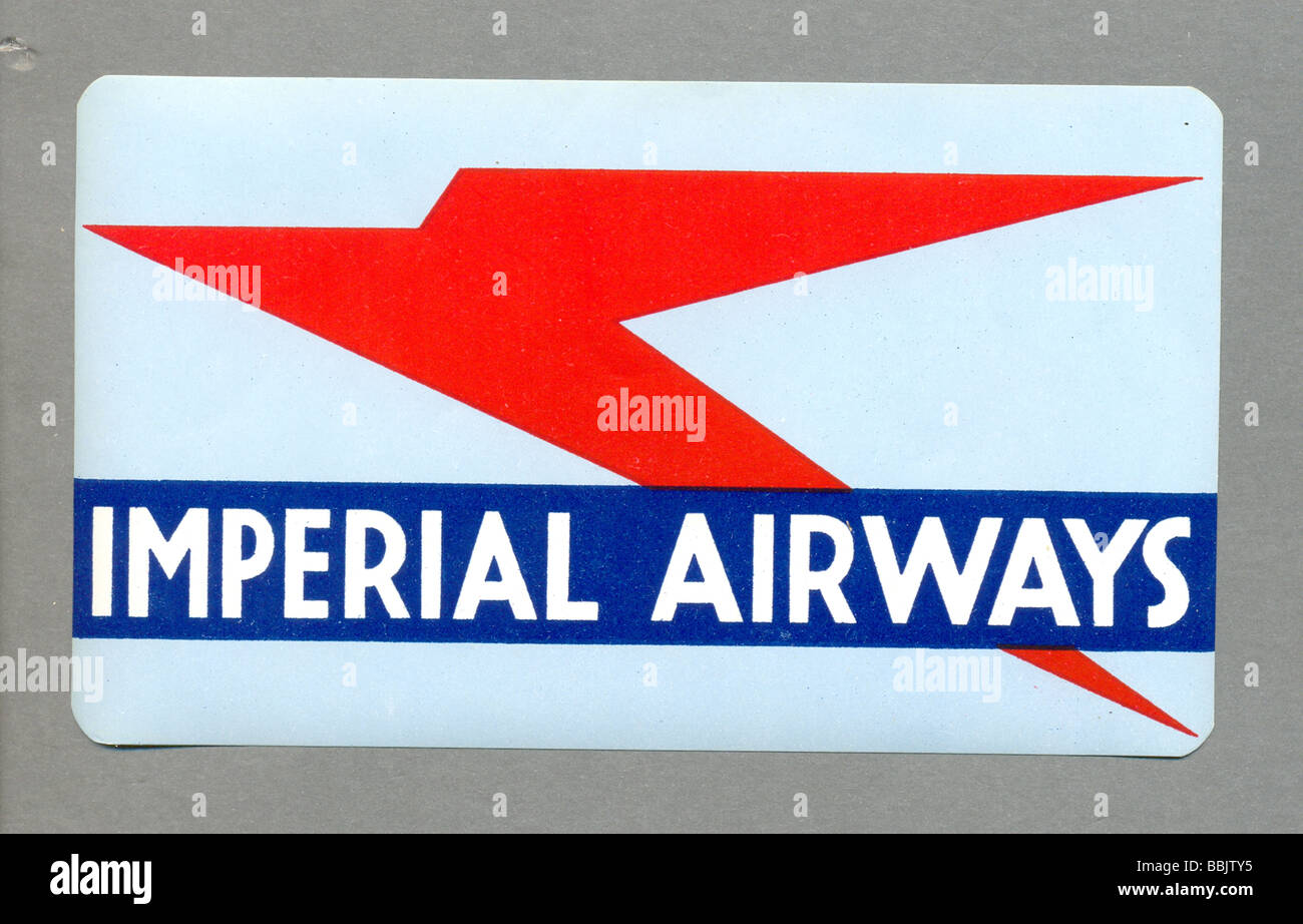 Gepäck-Label für Imperial Airways um 1930 Stockfoto