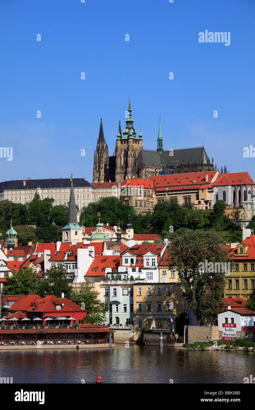 Tschechische Republik-Prag-Burgviertel Skyline Vltava Fluss Mala Strana Stockfoto