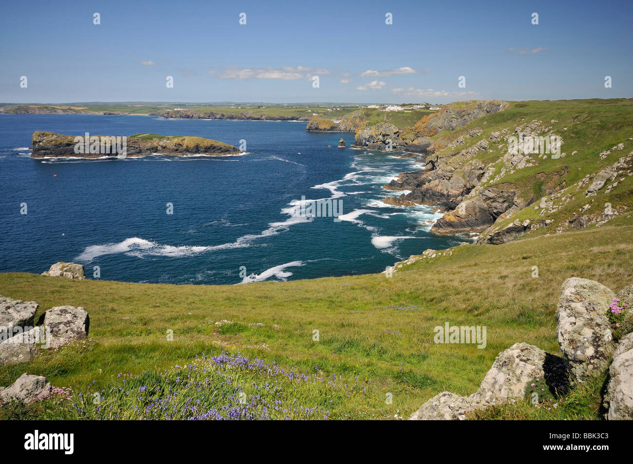 Mullion Insel und Klippen Mullion Cove Eidechse Cornwall Stockfoto