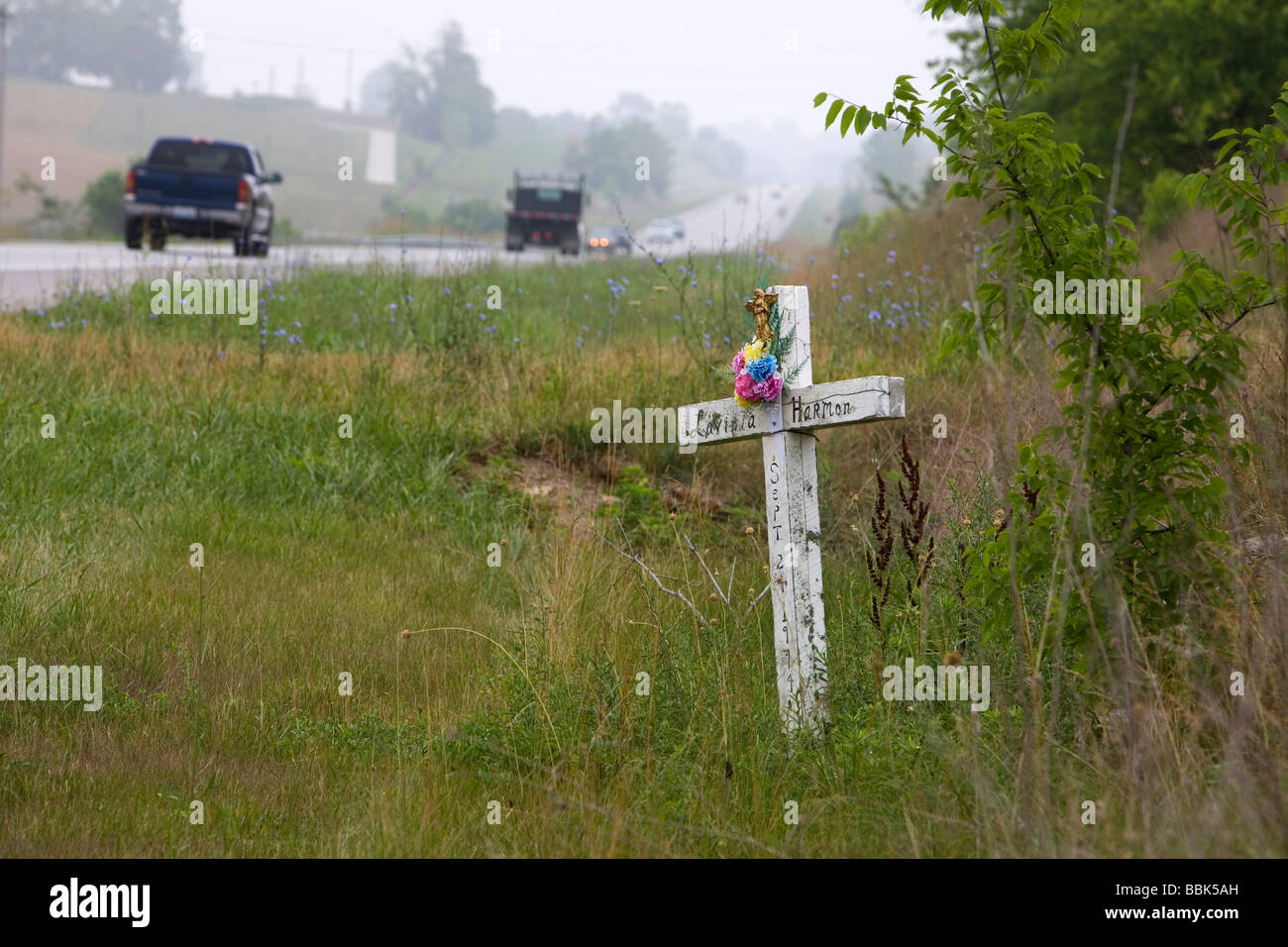 Am Straßenrand Denkmal in Washington County, Kentucky 30. Juni 2007. Stockfoto