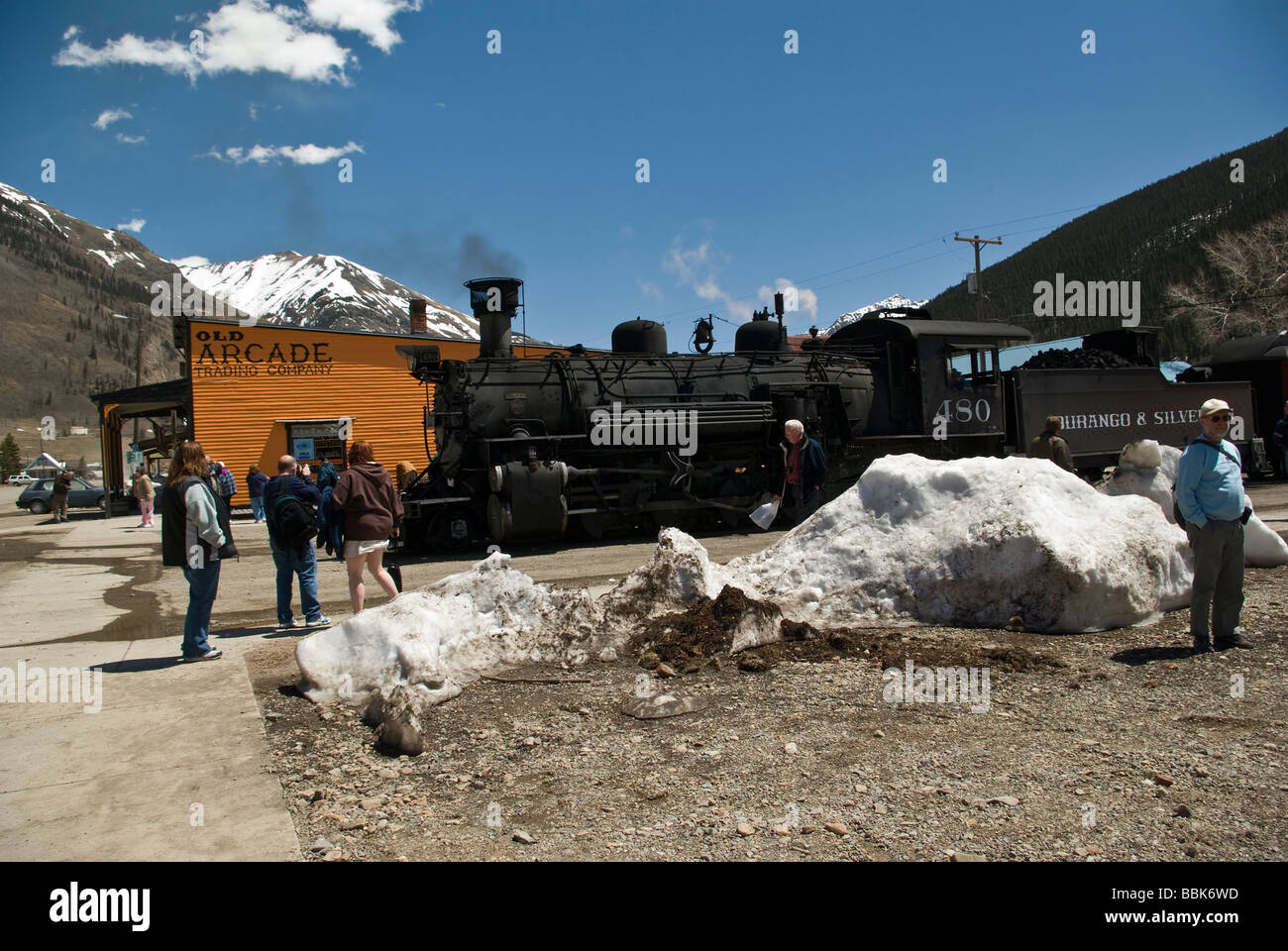 USA Durango Colorado Dampfmaschine von Durango Silverton historischen Kohlekraftwerk Dampf angetriebene Lokomotive Stockfoto