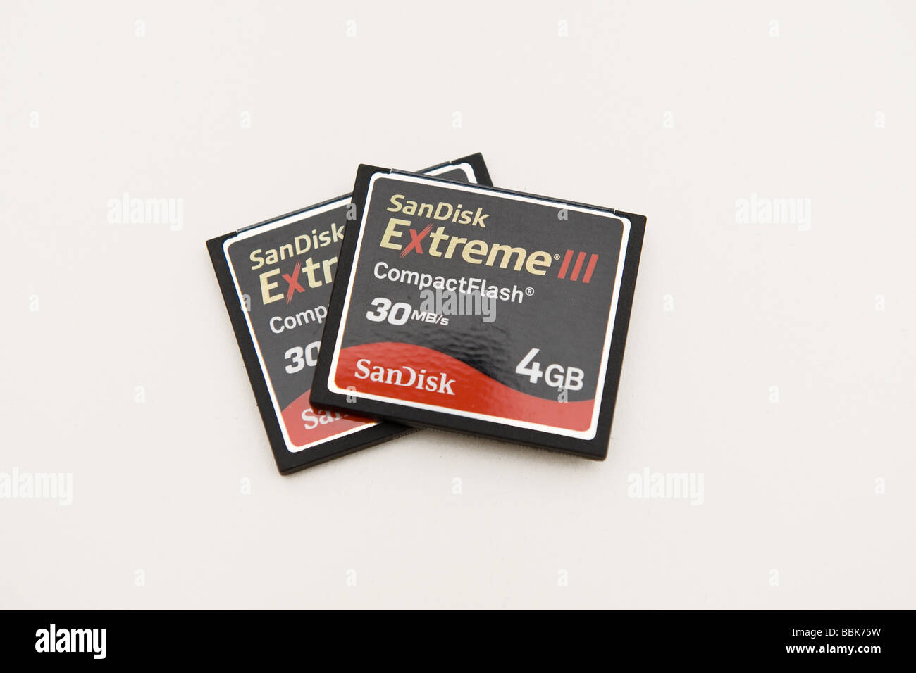 Flash-Speicherkarten von SanDisk Extreme III (3) CF 4GB Stockfoto