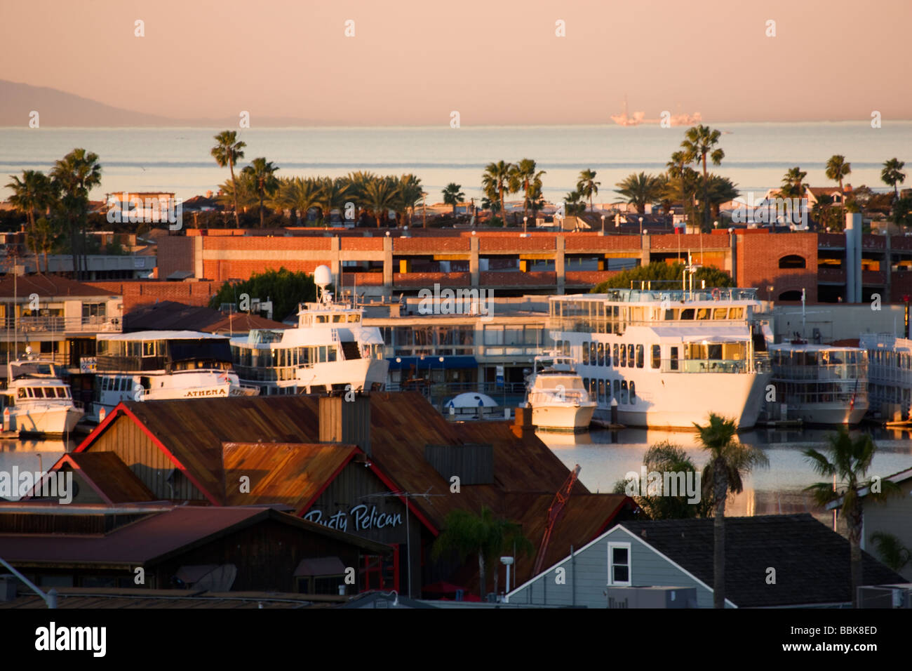 Die Bucht und die Halbinsel in Newport Beach, Orange County Kalifornien Stockfoto