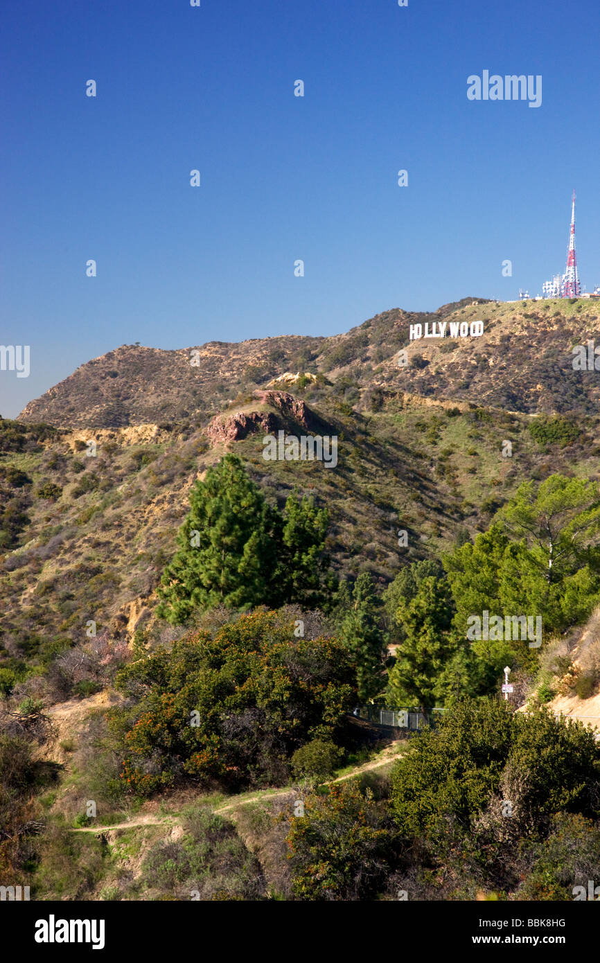 Das Hollywood-Schild aus Griffith Observatory Los Angeles Kalifornien Stockfoto