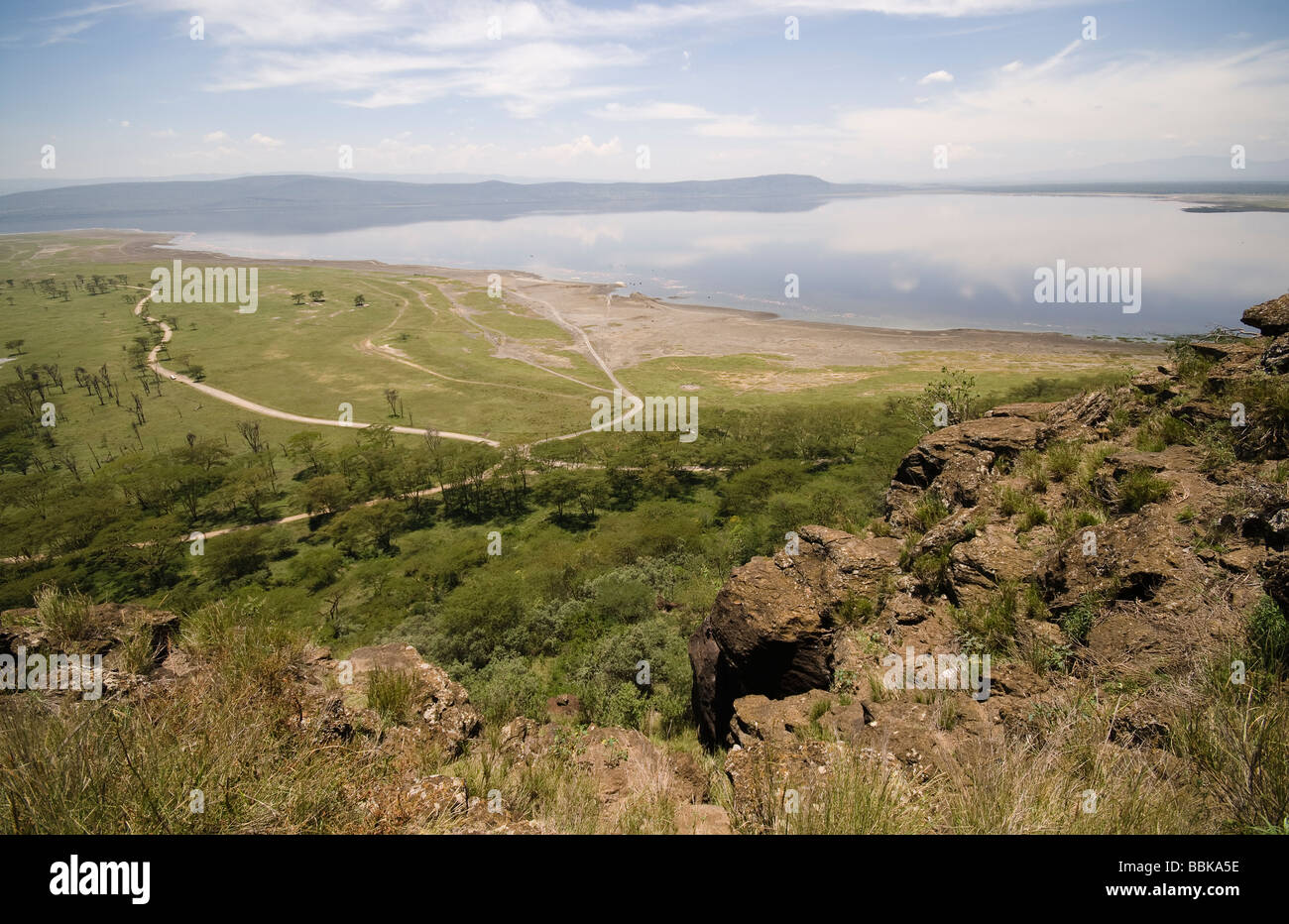 Landschaft und Blick auf Lake Nakuru NAKURU Nationalpark Kenia in Ostafrika Stockfoto