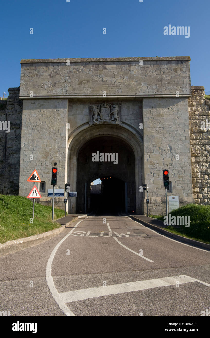 Der Eingang zum HMP die Verne auf der Isle of Portland in Dorset, England. Verne Gefängnis ist eine Kategorie C für Erwachsene Männer. Stockfoto