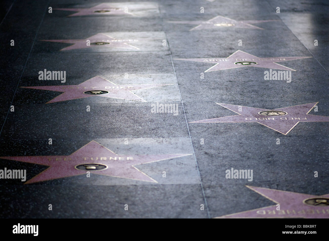 Hollywood Walk of Fame mit berühmten stars Stockfoto