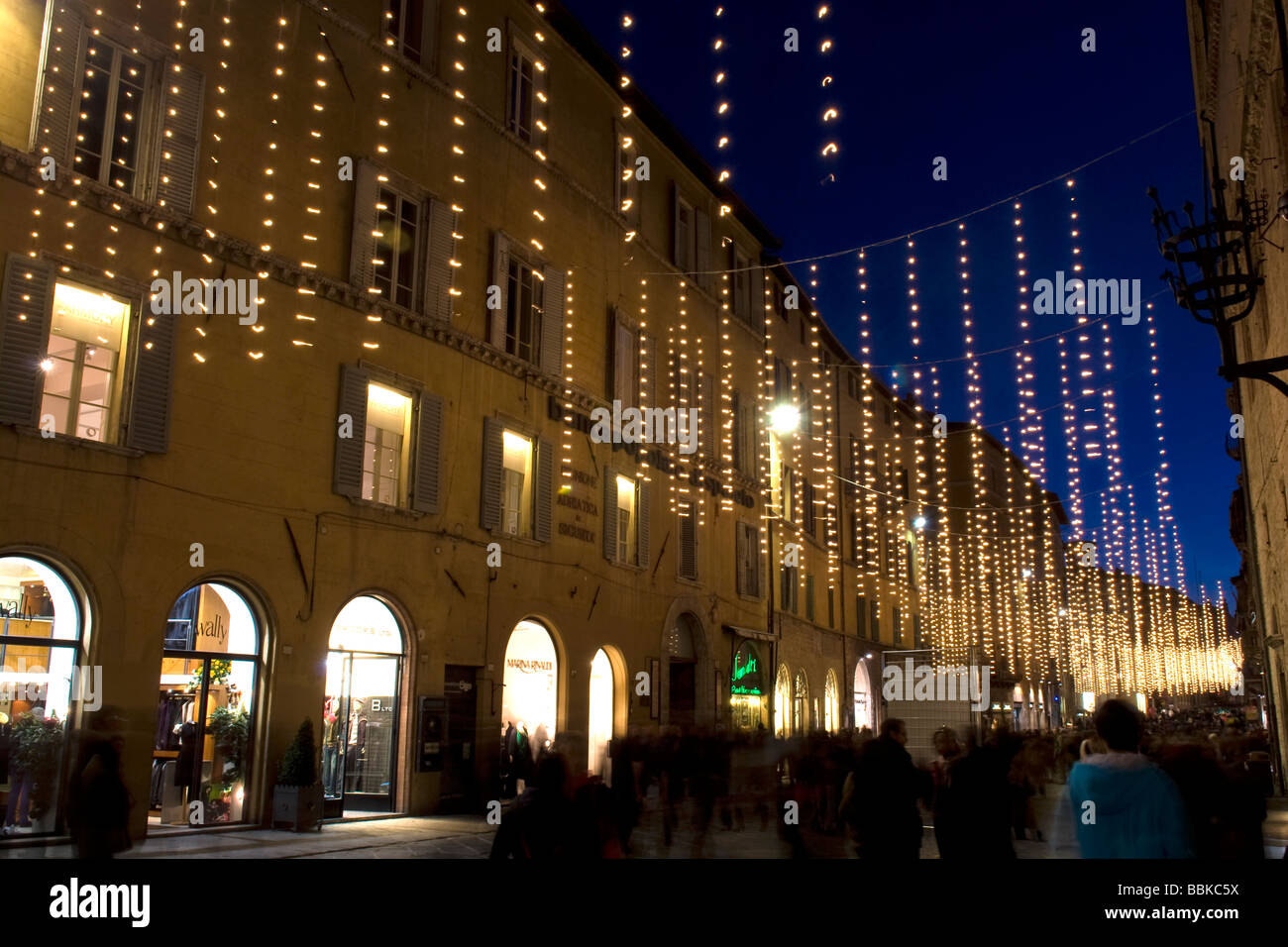 Weihnachten Leuchten in Perugia Stockfoto