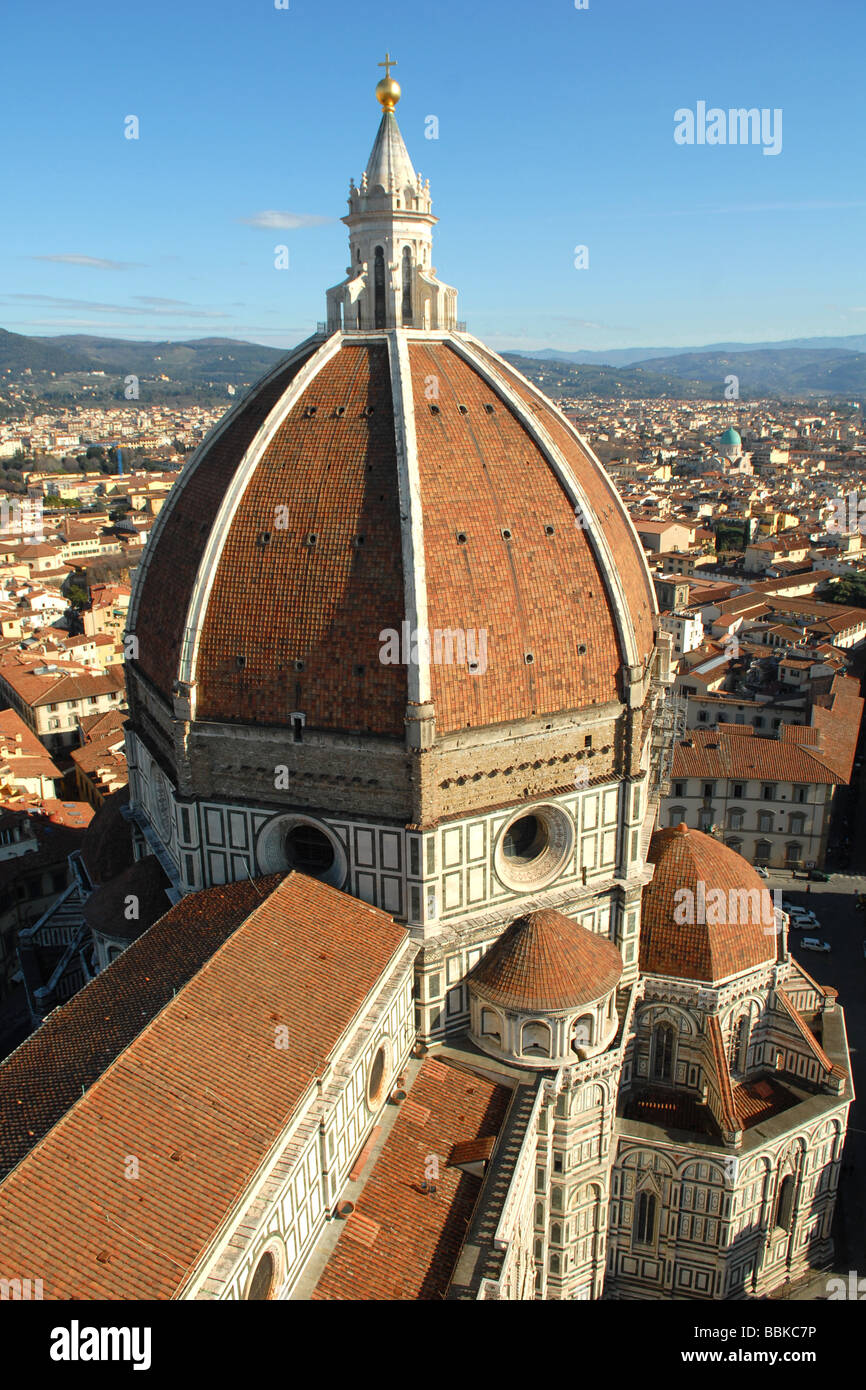 Florenz, die wichtigsten Kunststädte Italiens. Die berühmte Kathedrale Kuppel von Brunelleschi. Stockfoto