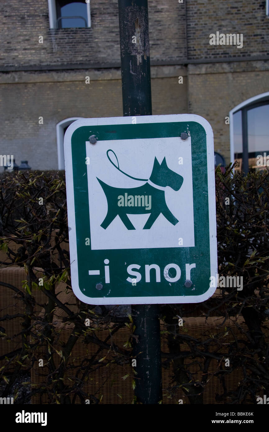 Hund Schild, Hunde an Leine, Kopenhagen, Dänemark Stockfotografie - Alamy