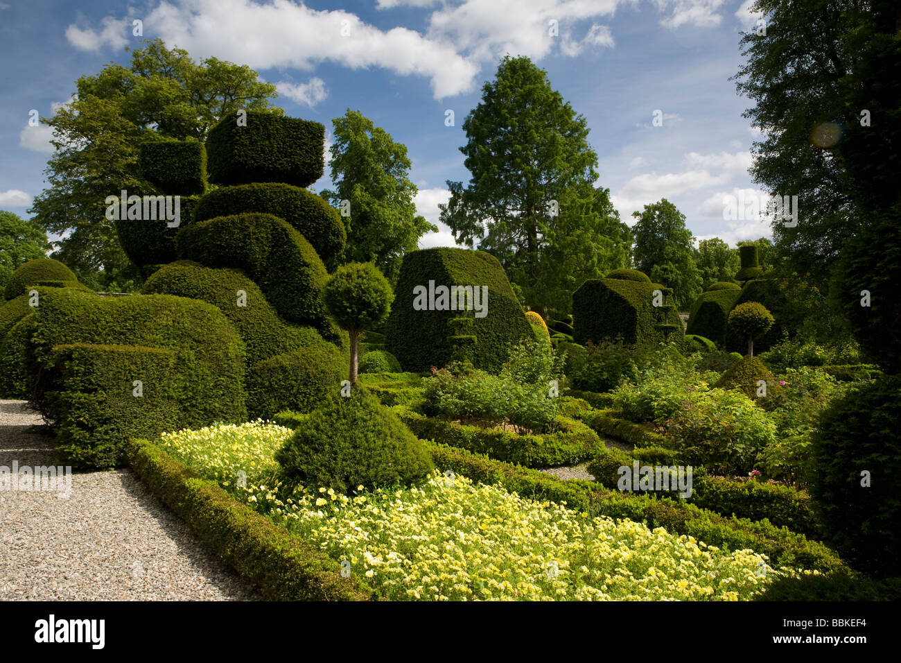 Levens Hall und seine berühmten topiary Garten im Lake District Stockfoto