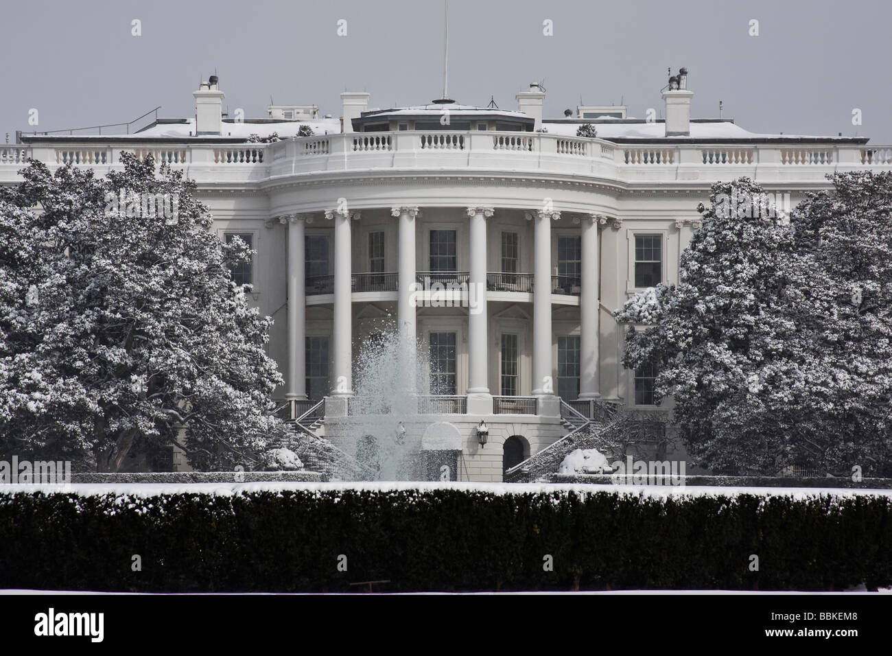 Das weiße Haus Washington DC im winter Stockfoto