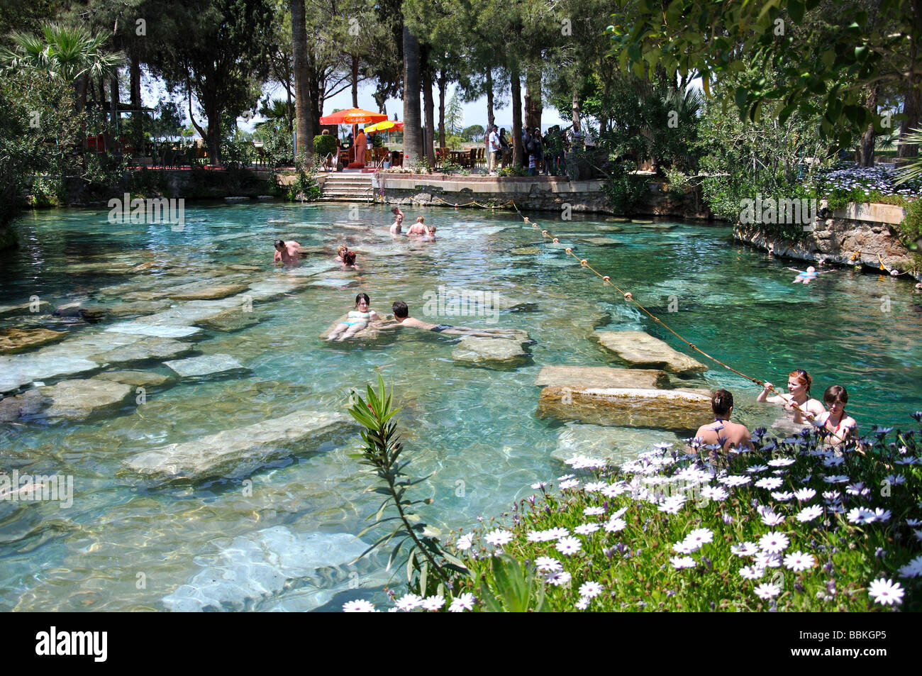 Die Heiligen Pools von Apollo, Hierapolis, Provinz Denizli, Türkei Stockfoto