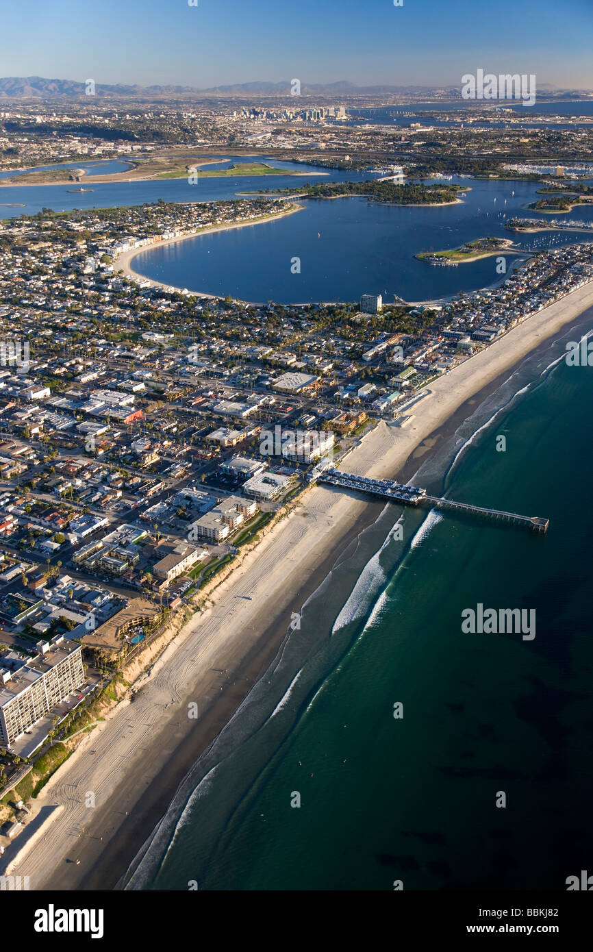 Crystal Pier in Pacific Beach und San Diego Kalifornien Mission Bay Stockfoto