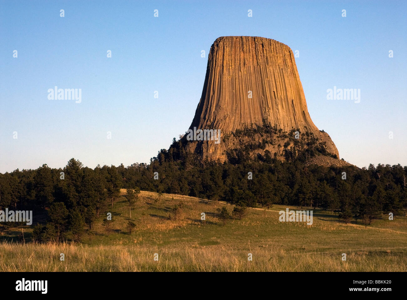 Devils Tower aus Joyner Ridge Trail Devils Tower NM Wyoming USA Stockfoto