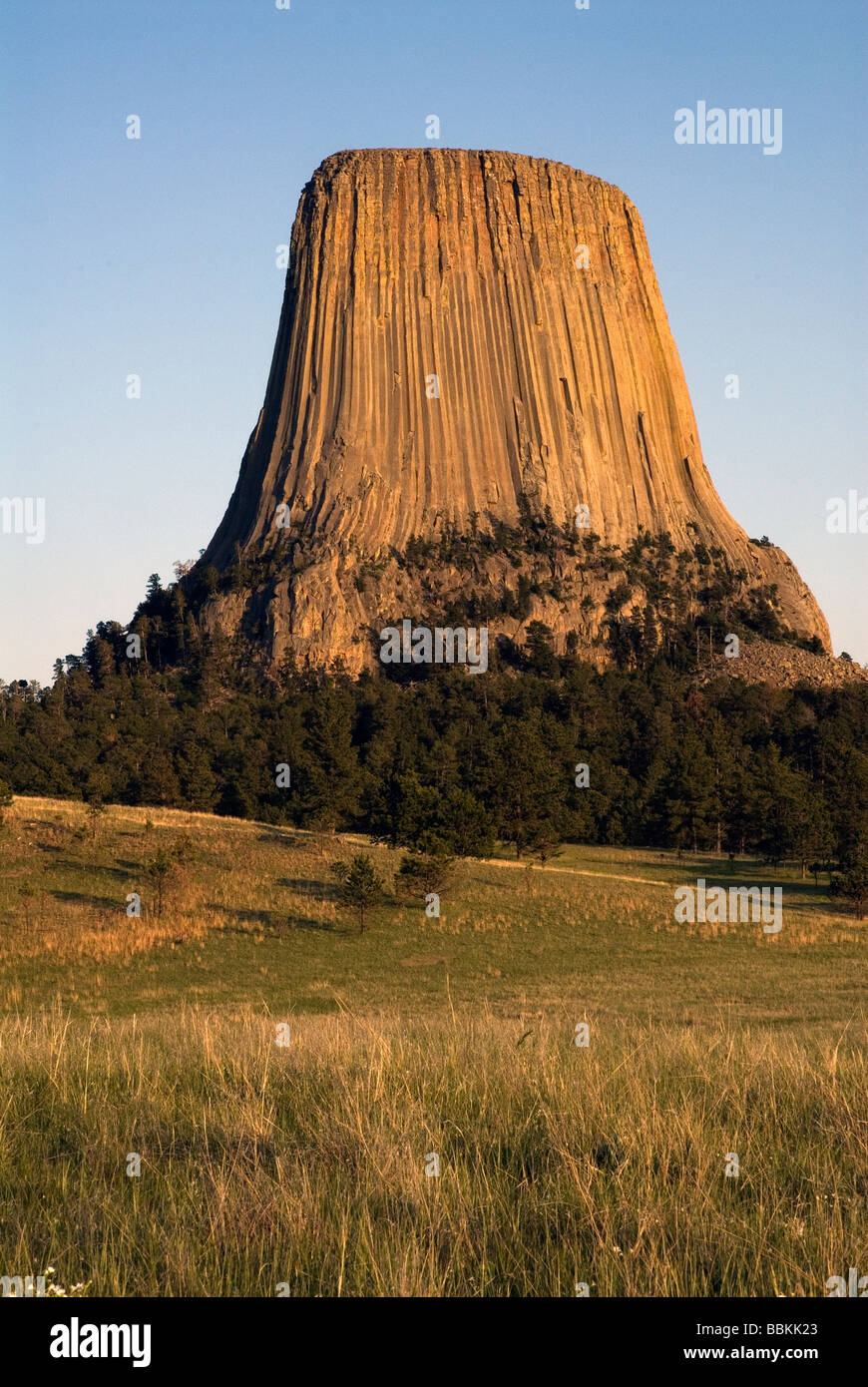 Devils Tower aus Joyner Ridge Trail Devils Tower NM Wyoming USA Stockfoto