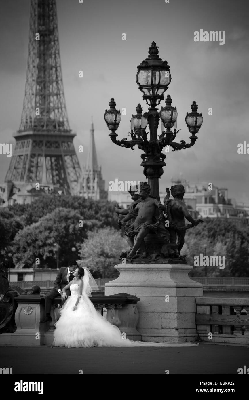 Hochzeit in Paris Stockfoto