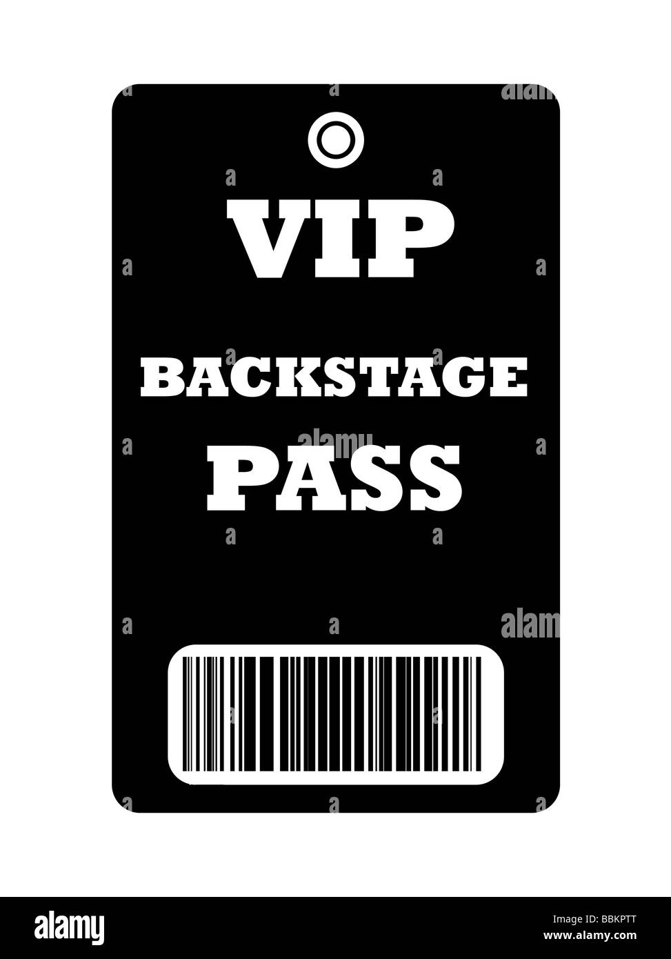 Schwarz-VIP-backstage-Pass mit Barcode isoliert auf weißem Hintergrund Stockfoto