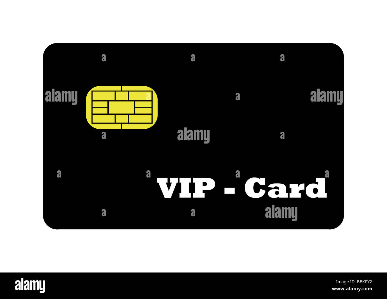 VIP-Karte in schwarz mit biometrischen Streifen isoliert auf weißem Hintergrund Stockfoto