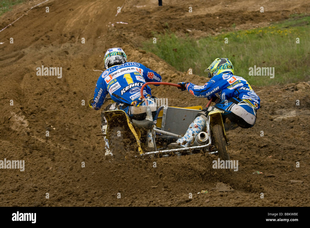 Fotos von Seitenwagen-Motocross-Rennen während der Europacup in Danzig Stockfoto