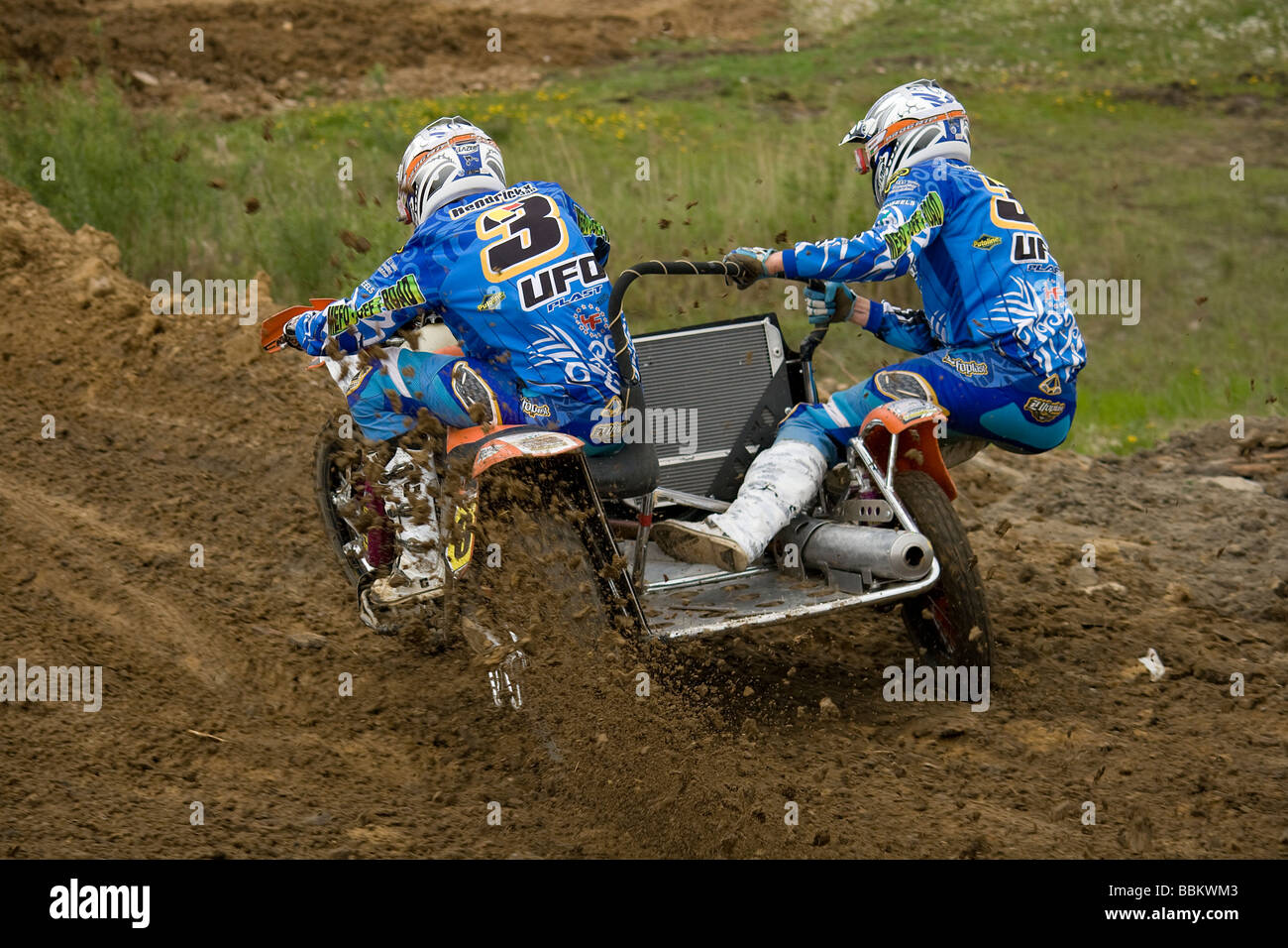 Fotos von Seitenwagen-Motocross-Rennen während der Europacup in Danzig Stockfoto