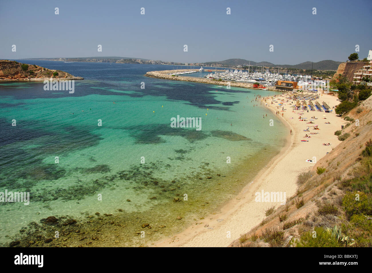 Strandblick, Portals Nous / Bendinat, Gemeinde Palma, Mallorca, Balearen, Spanien Stockfoto