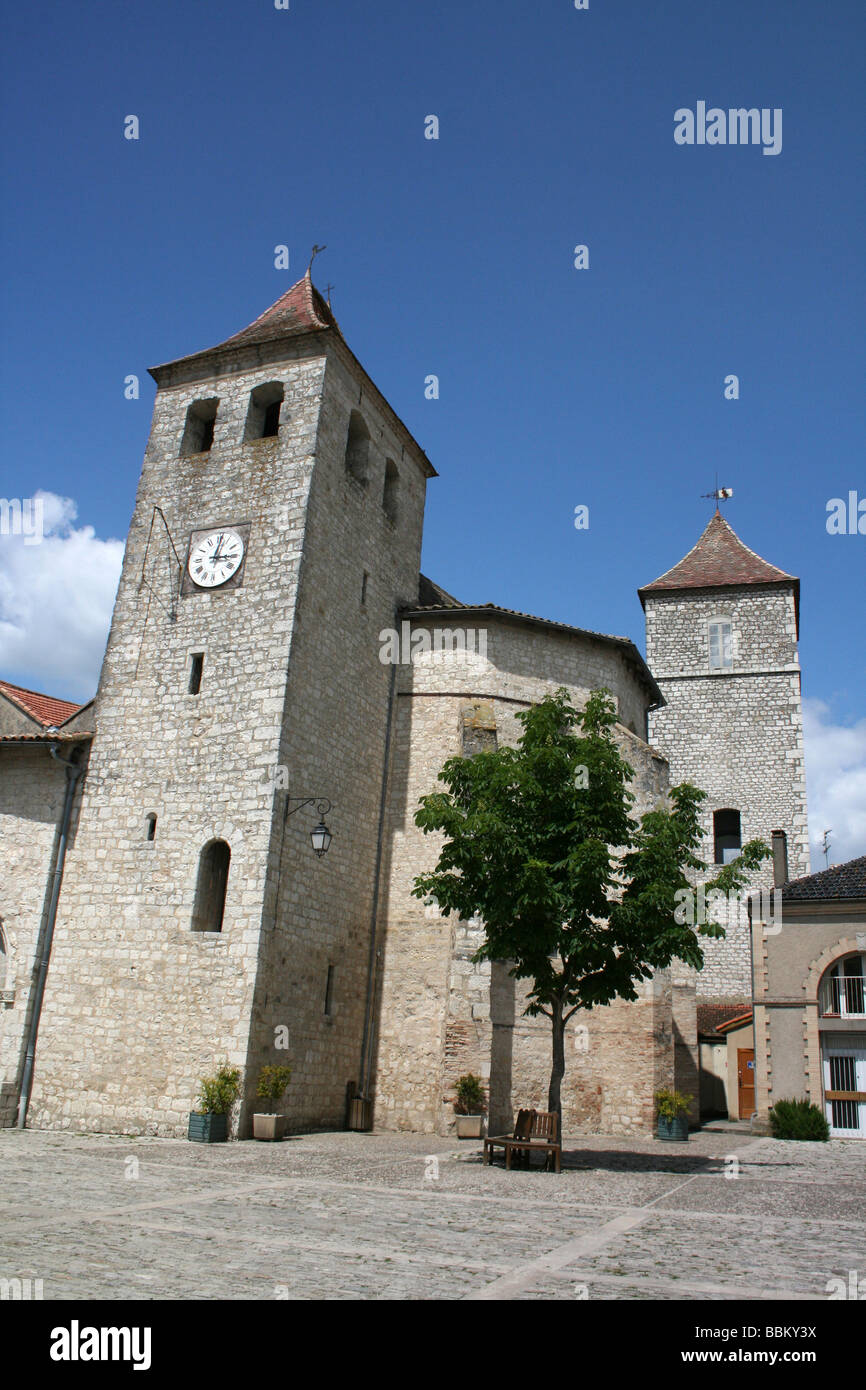 Die Kirche Saint Barthélemy, Lauzerte, Tarn-et-Garonne, Midi-Pyrénées, Frankreich Stockfoto