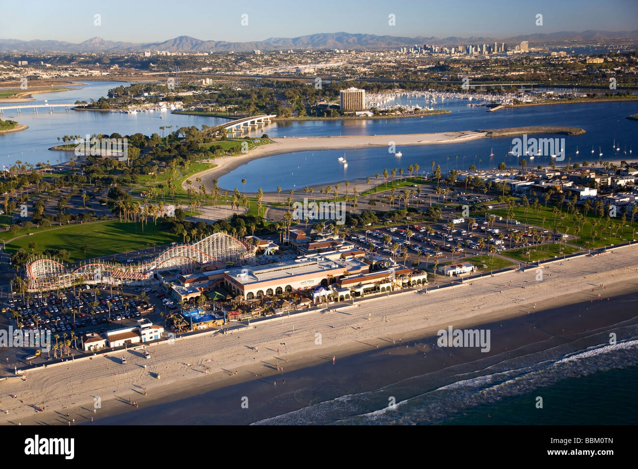 Achterbahn am Mission Beach und San Diego Kalifornien Mission Bay Stockfoto