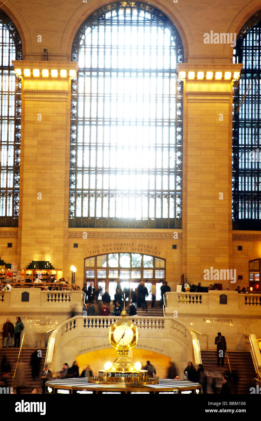 Uhr und Balkon Grand Central Station New York Stockfoto