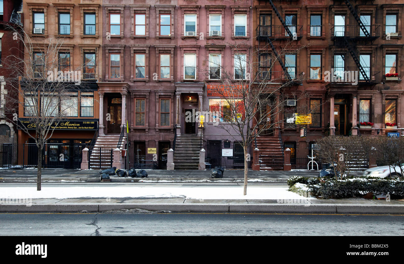 Brownstone Gebäude, Harlem, New York Stockfoto