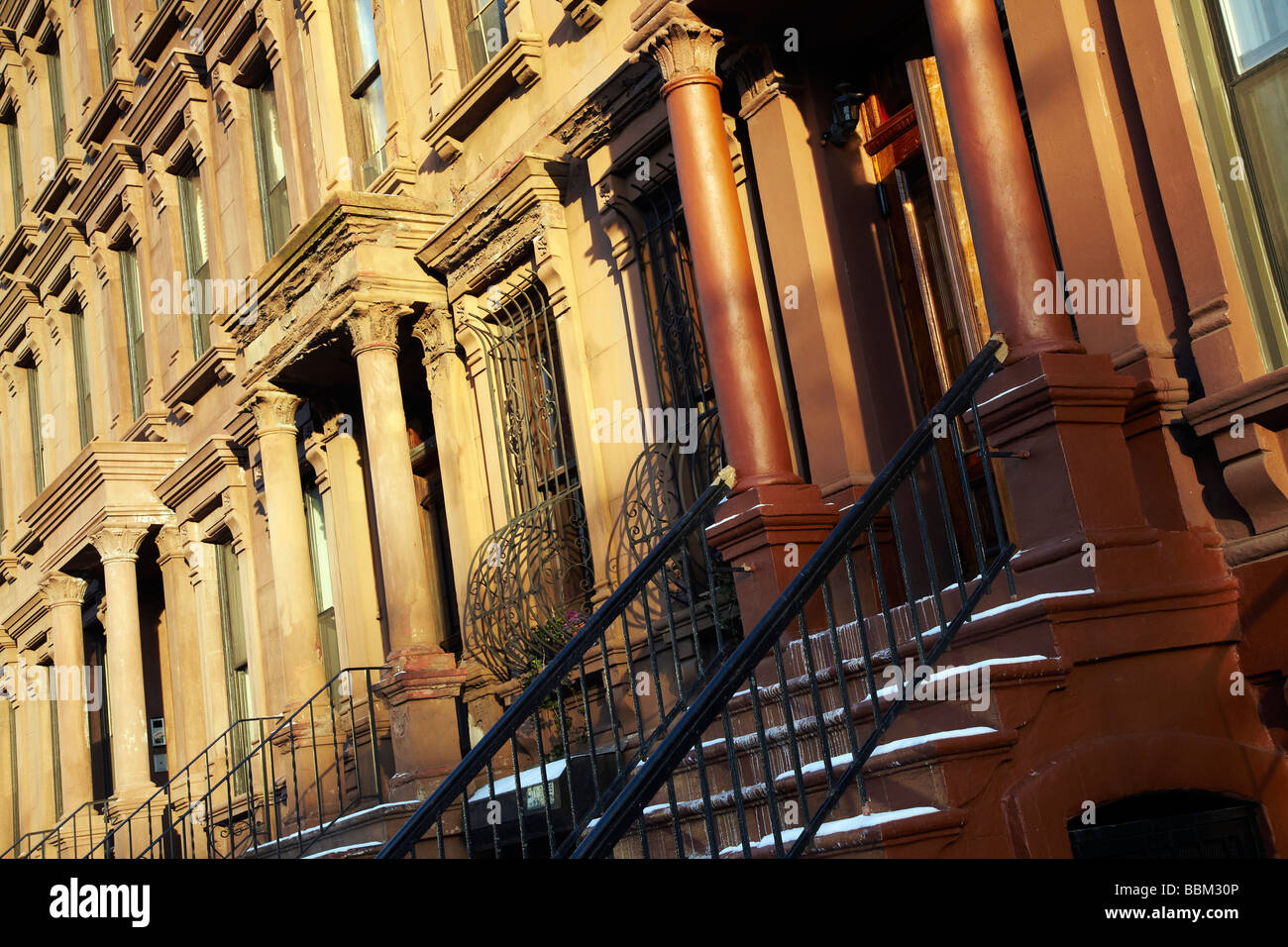 Brownstone Gebäude, Harlem, New York Stockfoto