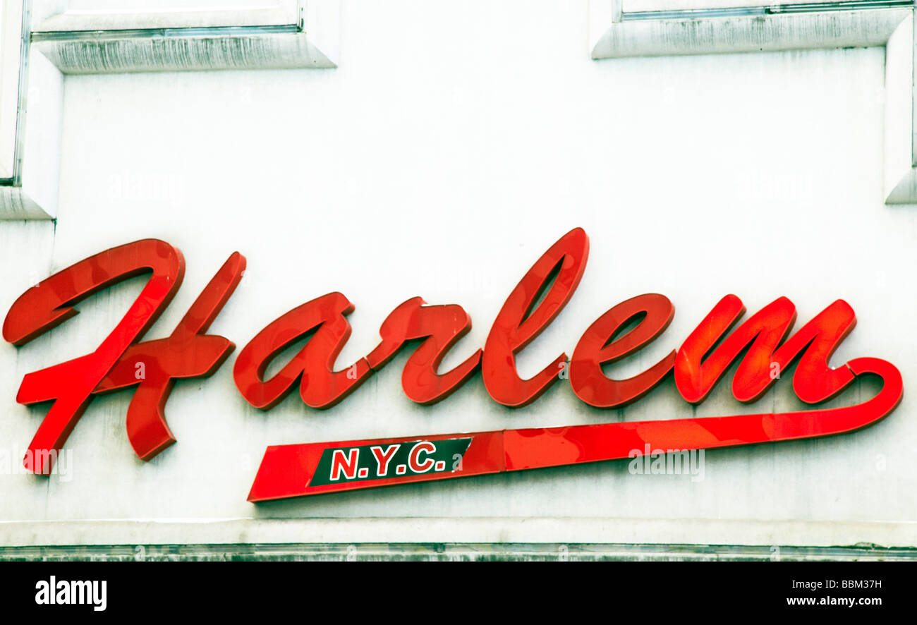 roten Harlem Schild, Harlem, New York Stockfoto