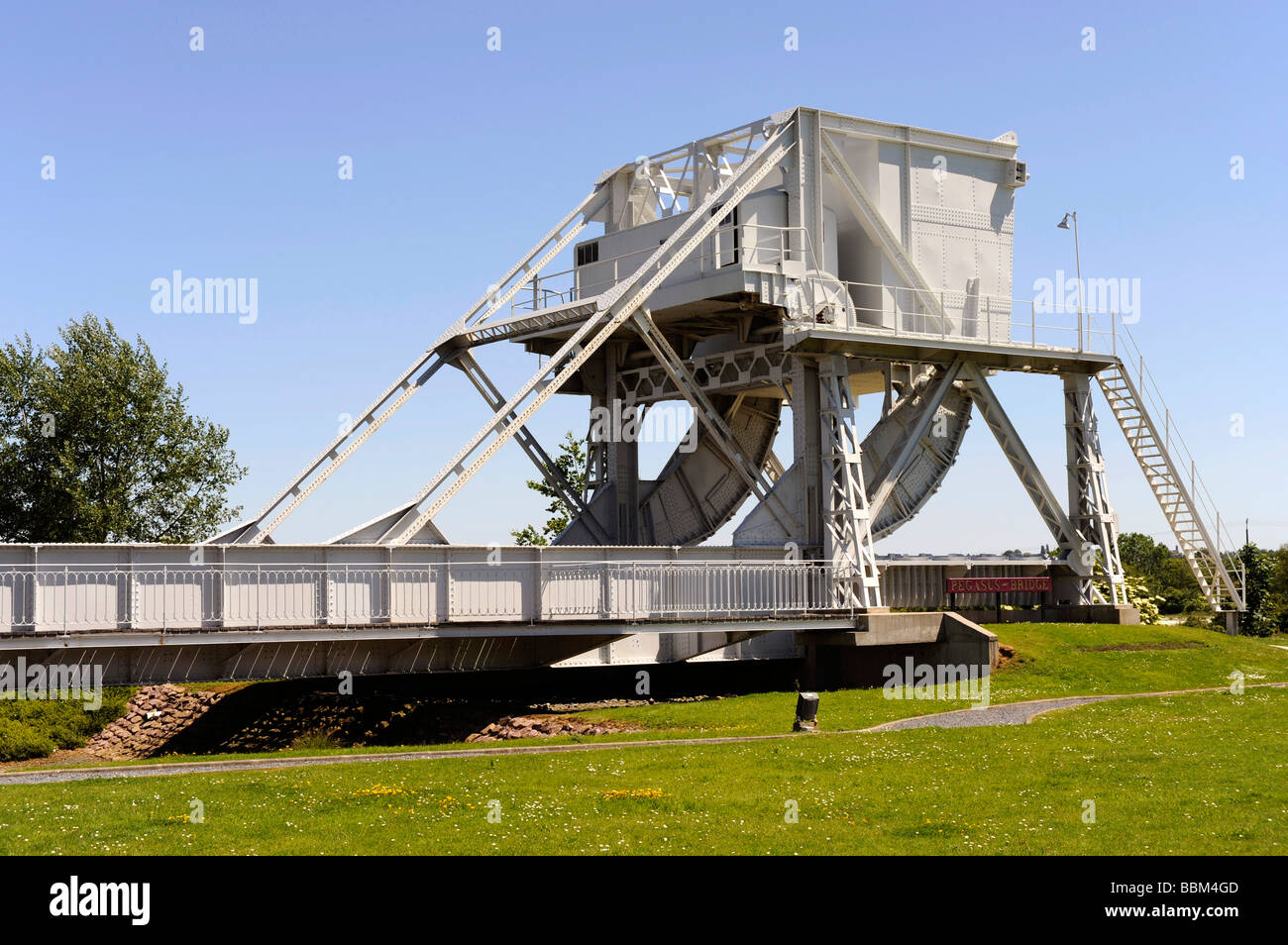 D Tag Memorial Pegasus-Brücke Ranville Batterie Calvados Normandie Normandie Frankreich The Pegasus Brücke original WWII Stockfoto