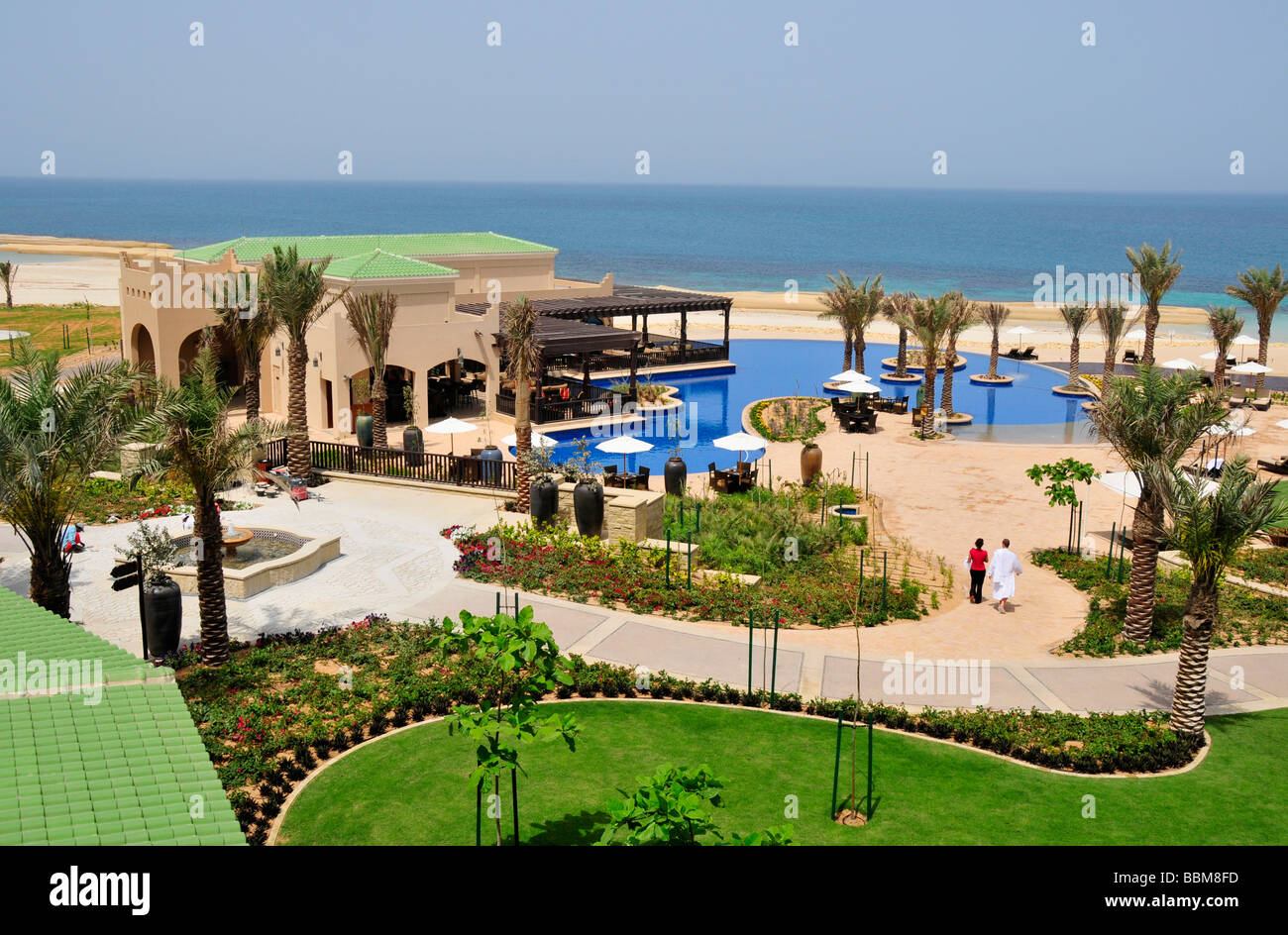 Schwimmbad des Desert Islands Resort und Spa, Sir Bani Yas Island, Abu Dhabi, Vereinigte Arabische Emirate, Arabien, Orient, oder Stockfoto