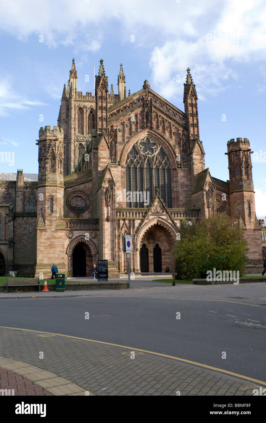 Westfassade der Kathedrale von Hereford, Hereford, England. Stockfoto