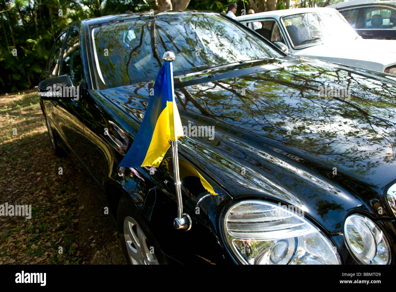einen ukrainischen diplomatischen Mietwagen in Kuba Stockfoto