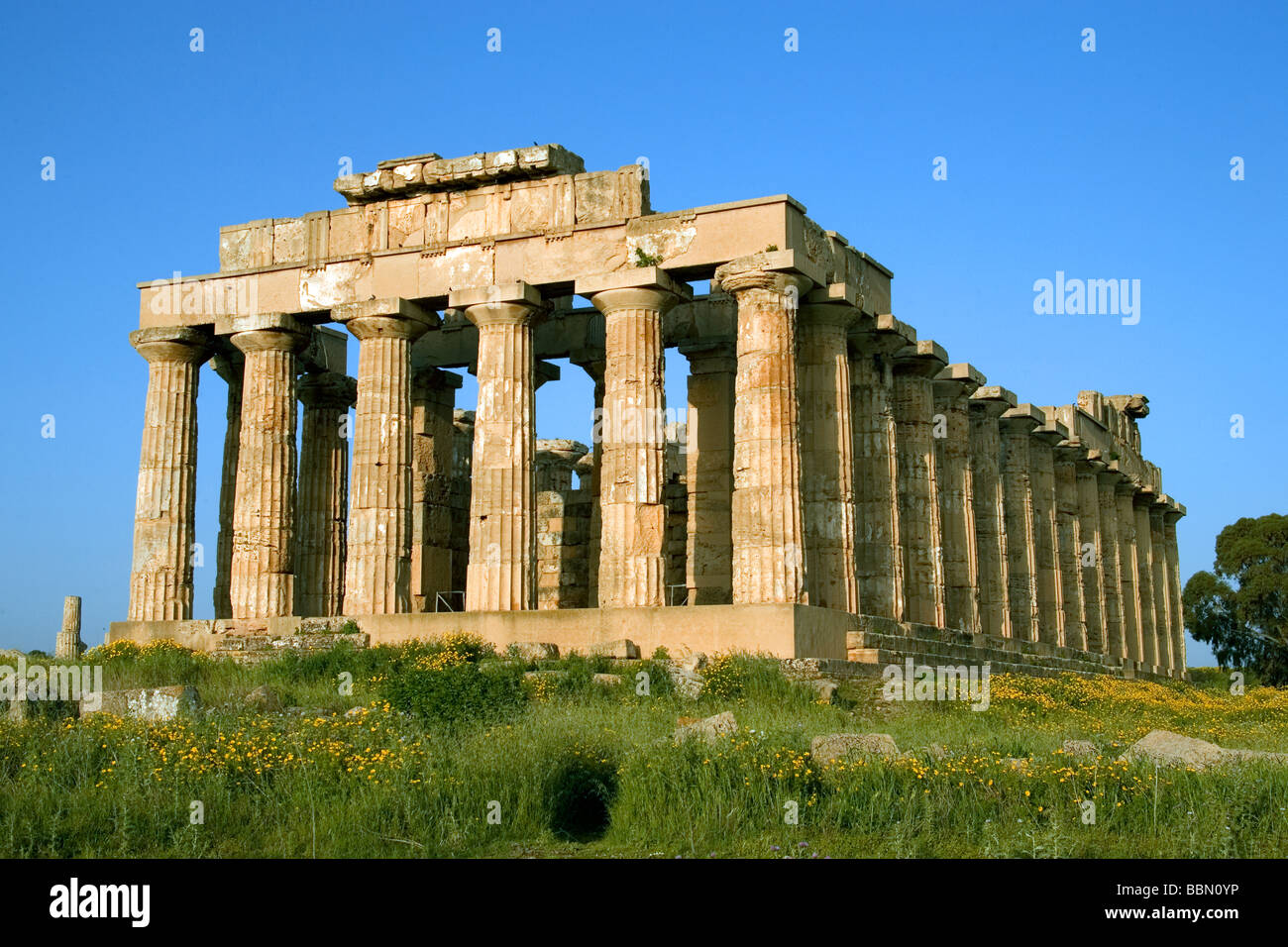 Ausgrabungsstätte der antiken griechischen Tempel Selinunte Sizilien Italien Stockfoto