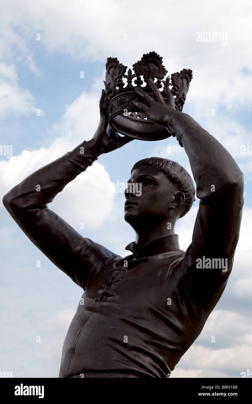 Shakespeare und andere Statuen und Gebäude rund um Stratford-upon-Avon, Warwickshire, England Stockfoto