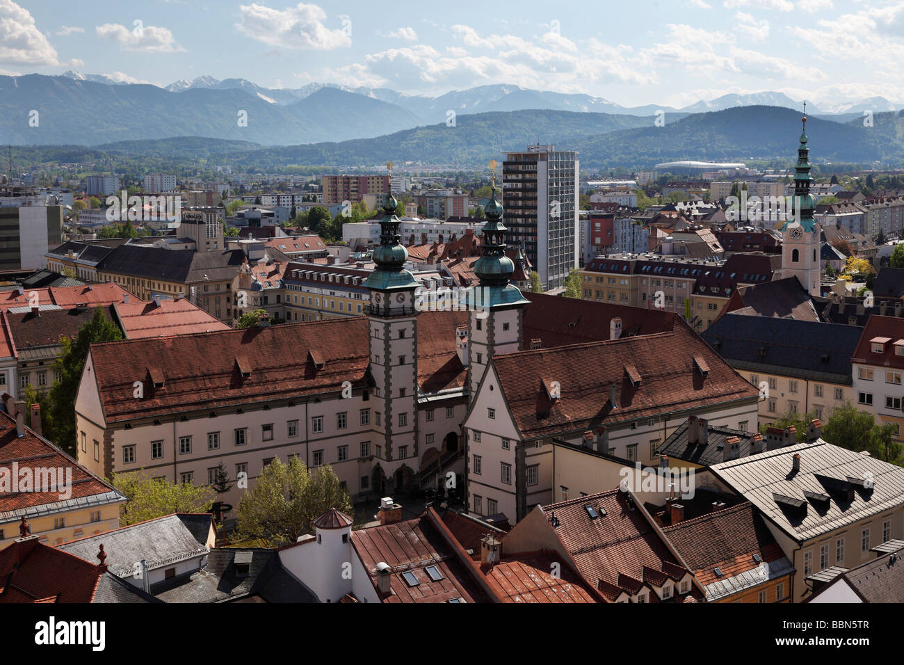 Villa, Blick vom Turm der St. Egyd, Klagenfurt, Kärnten, Austria, Europe Stockfoto