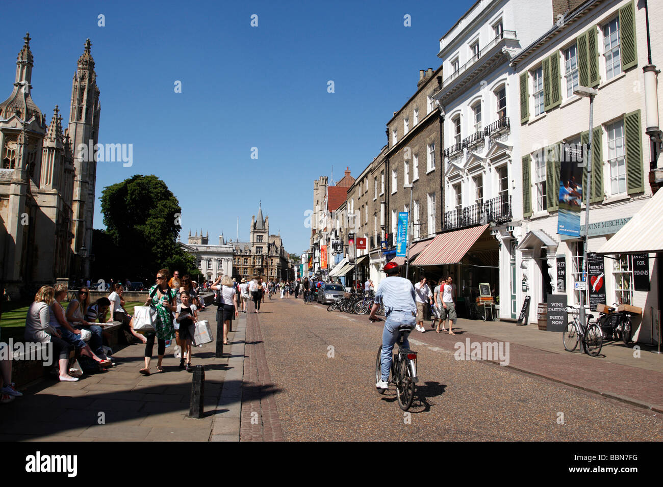 Straßenansicht der Könige parade Cambridge uk Stockfoto
