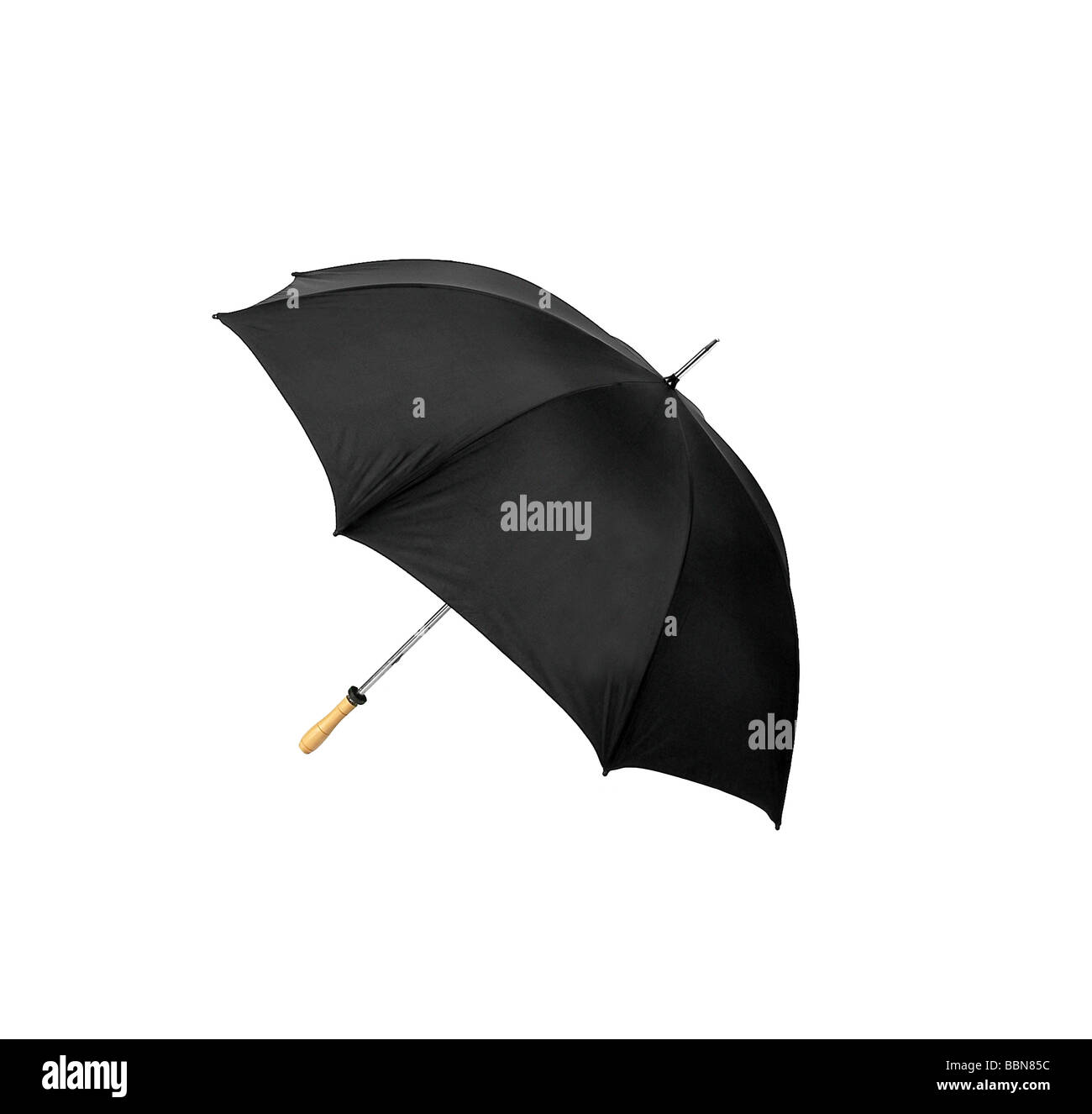 OFFENEN SCHWARZEN REGENSCHIRM Stockfoto