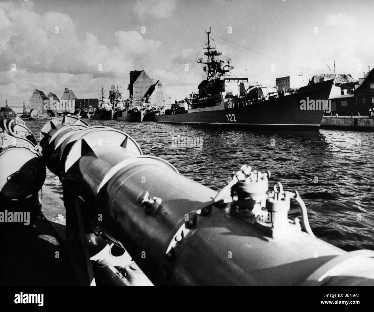 Militär, Ostdeutschland, Nationale Volksmarine, Kriegsschiffe vor Dem Tag der Republikparade, Rostock, 4.10.1969, Stockfoto
