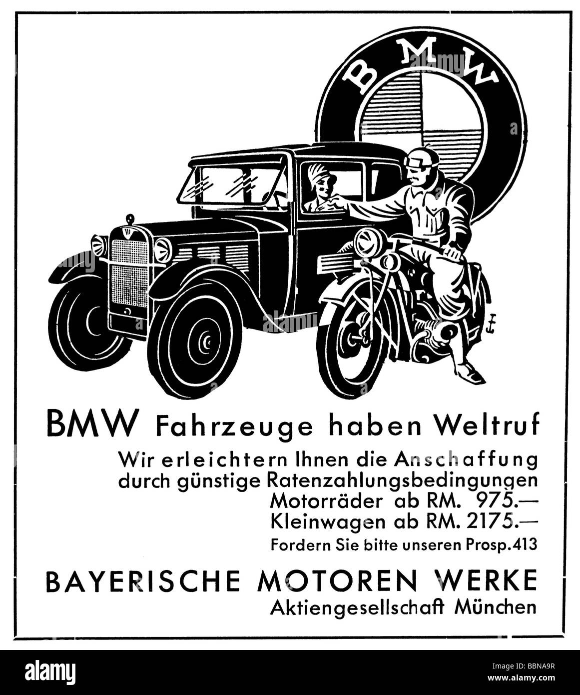 Werbung Autos Bayerische Motorenwerke Bmw Werbung Atlantis Februar 1932 Stockfotografie Alamy