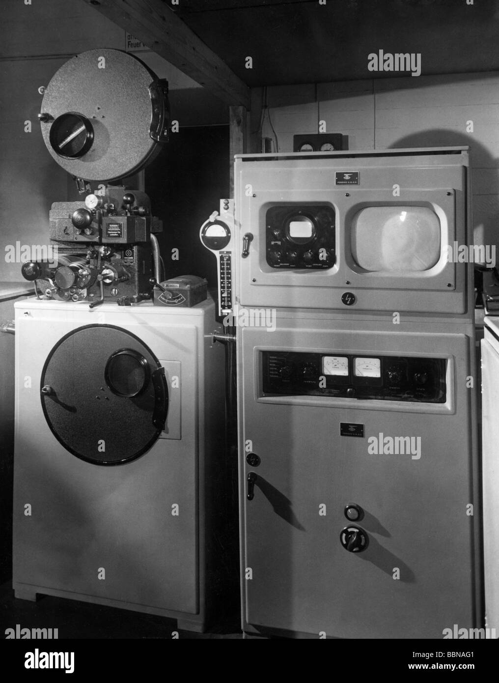 Rundfunk, Fernsehen, Technik, Filmmaschine und Steuerempfänger, Nordwestdeutscher Rundfunk (Nordwestdeutscher Rundfunk, NWDR), ca. 1952, Stockfoto