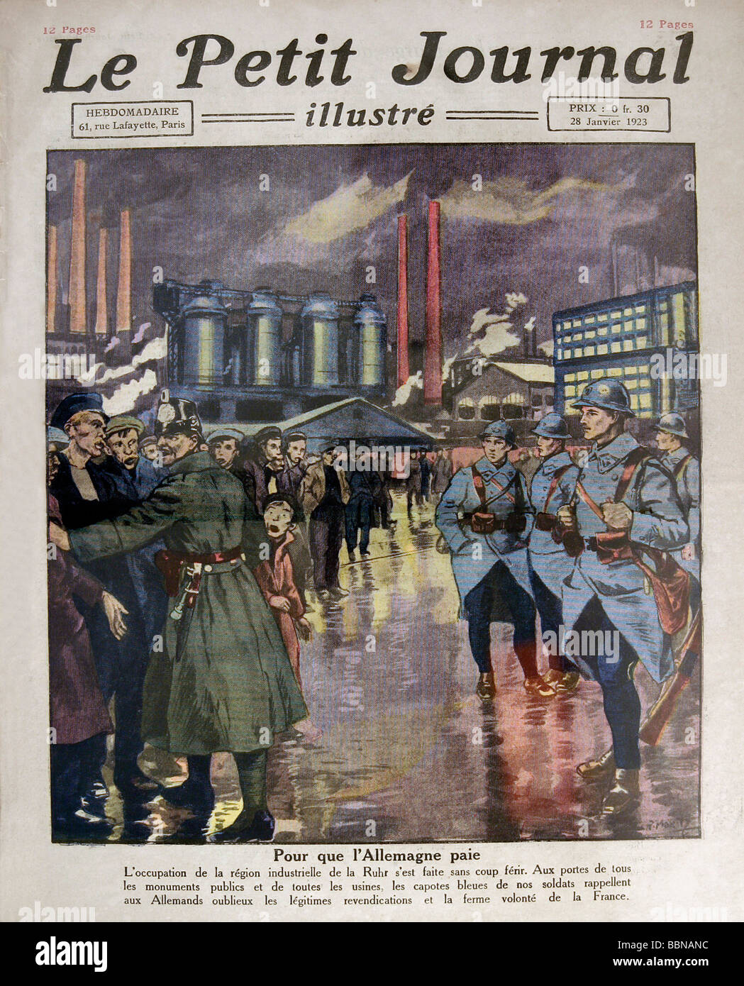 Presse / Medien, Magzines / Zeitschriften, "Le Petit Journal", 28.1.1923, Titel, Stockfoto