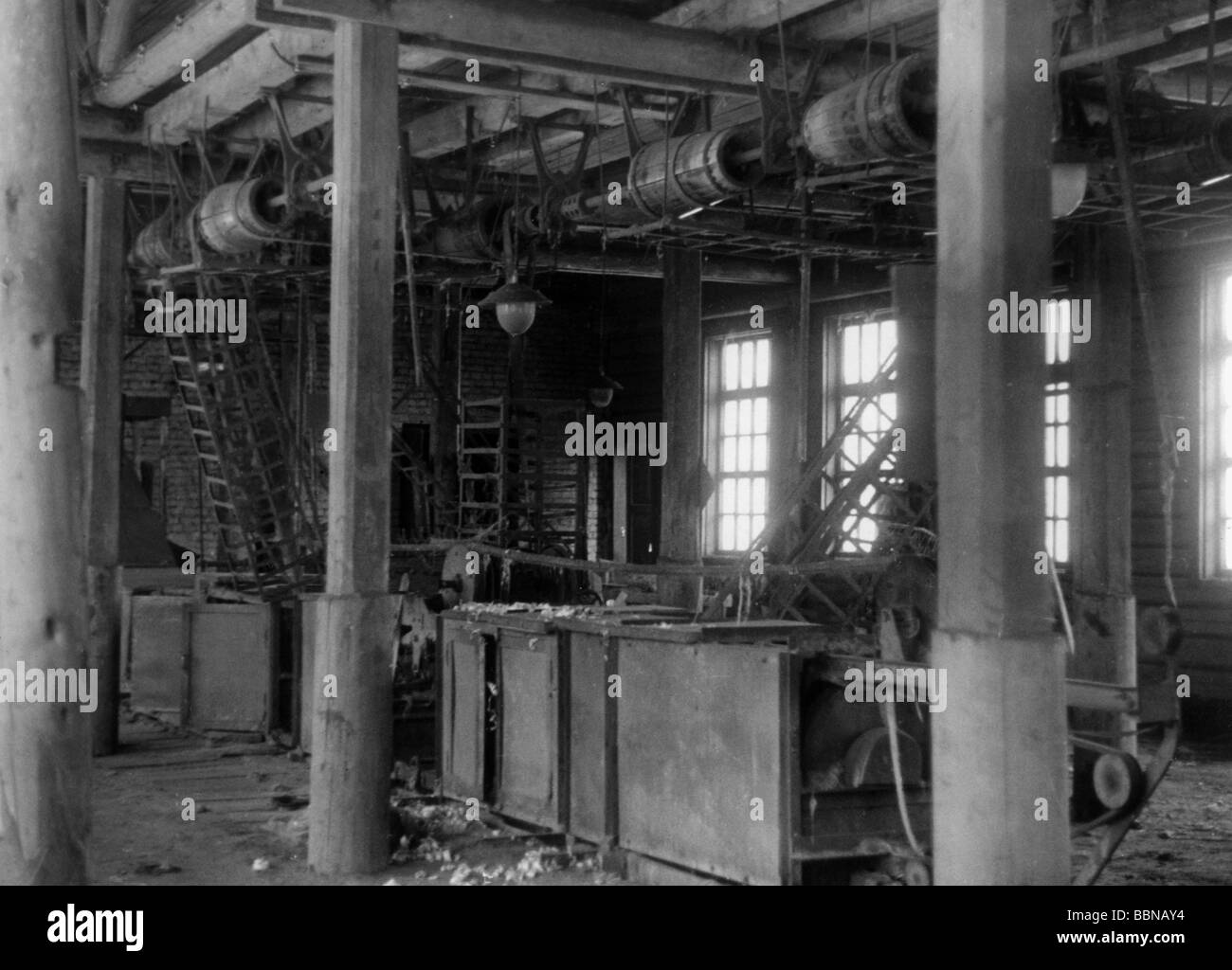 Industrie, Textilindustrie, Sowjetunion, Flachsfabrik, Innenansicht, Sommer 1941, Stockfoto