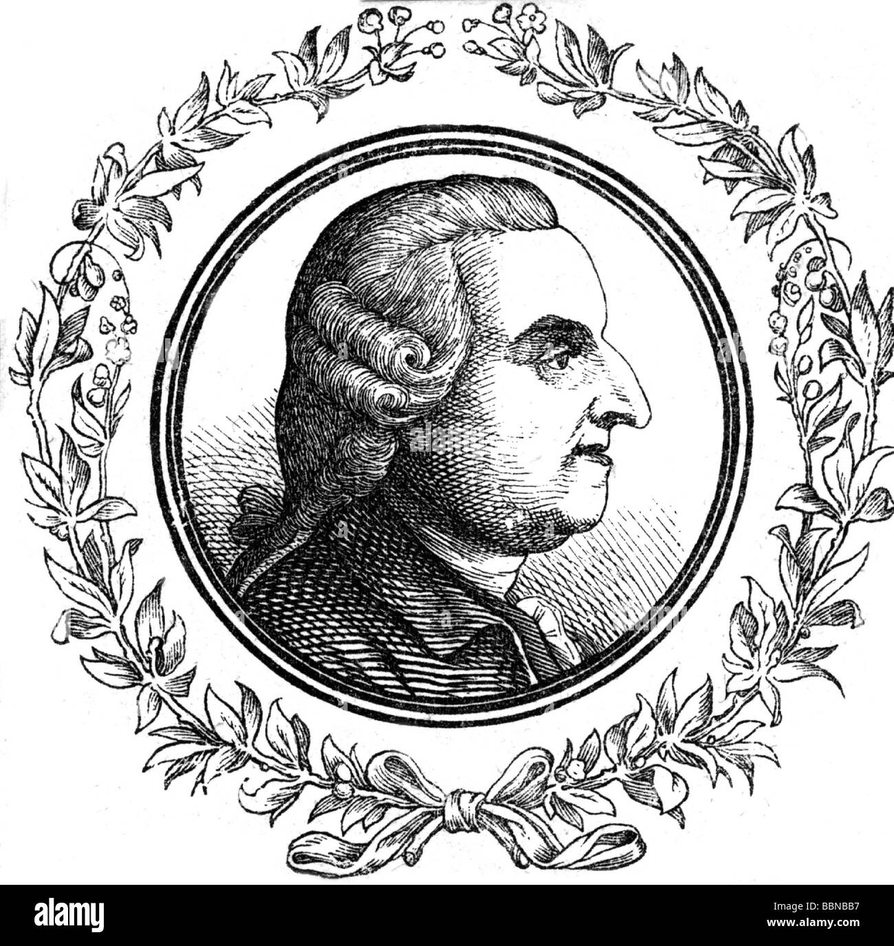 Grau, Thomas, 26.12.1716 - 30.7.171, britischer Autor/Schriftsteller (Dichter), Porträt, nach anonymer Holzgravur, 18. Jahrhundert, Stockfoto