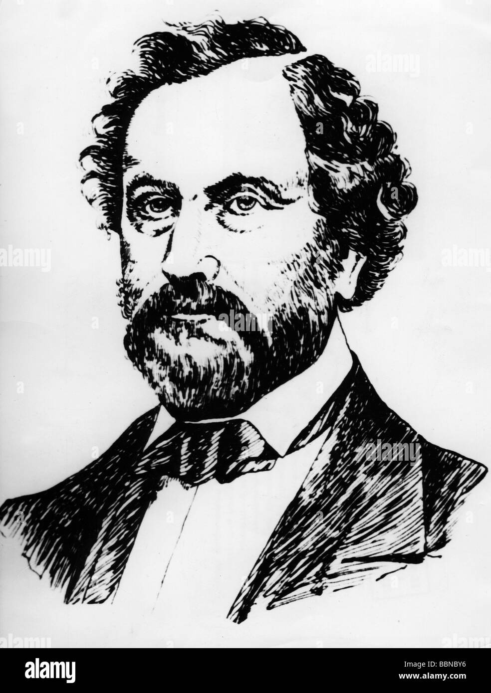 Colt, Samuel, 19.7.1814 - 10.1.1862, amerikanischer Waffentechniker, Konstruktor des Colt 1835/186, Porträt, Stockfoto