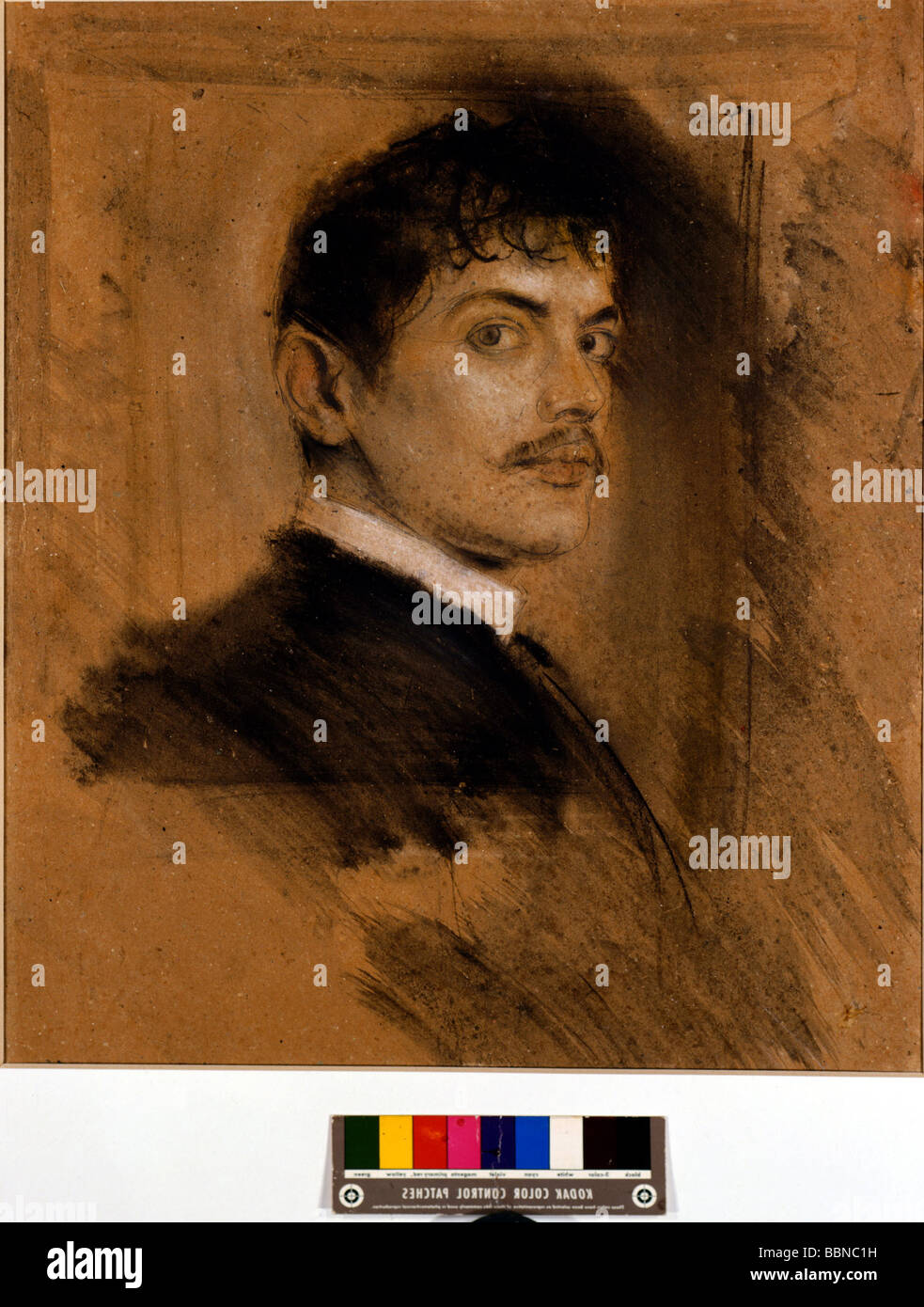 Stuck, Franz von, 23.2.1863 - 30.8.1928, deutscher Maler, Bildhauer, Porträt, Holzkohlenzeichnung, 57 x 48 cm, 1892, Museum Villa Stuck, Stockfoto