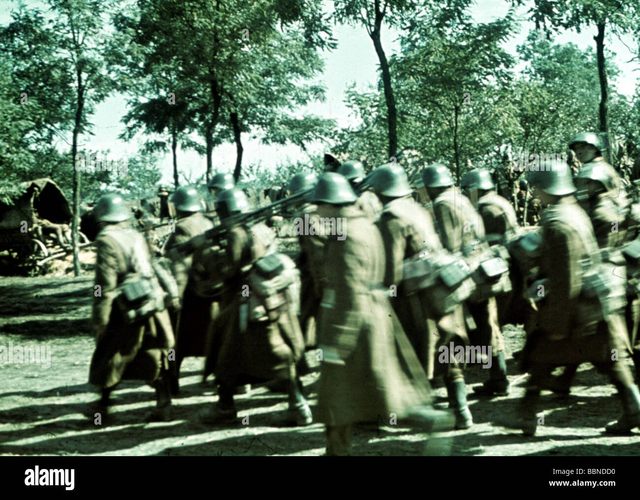 Ereignisse, Zweiter Weltkrieg / Zweiter Weltkrieg, Russland 1941, Ivanovka, Ukraine, rumänische Soldaten auf dem Weg zur Front, 23.9.1941, Stockfoto
